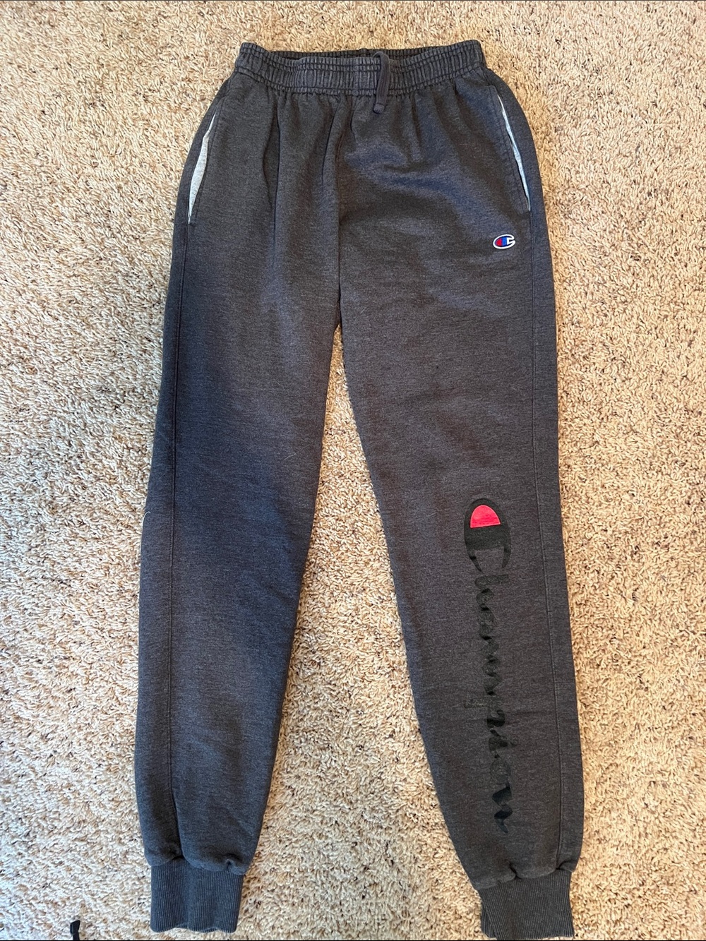 Champion Dark Gray Sweatpants with Logo Accent